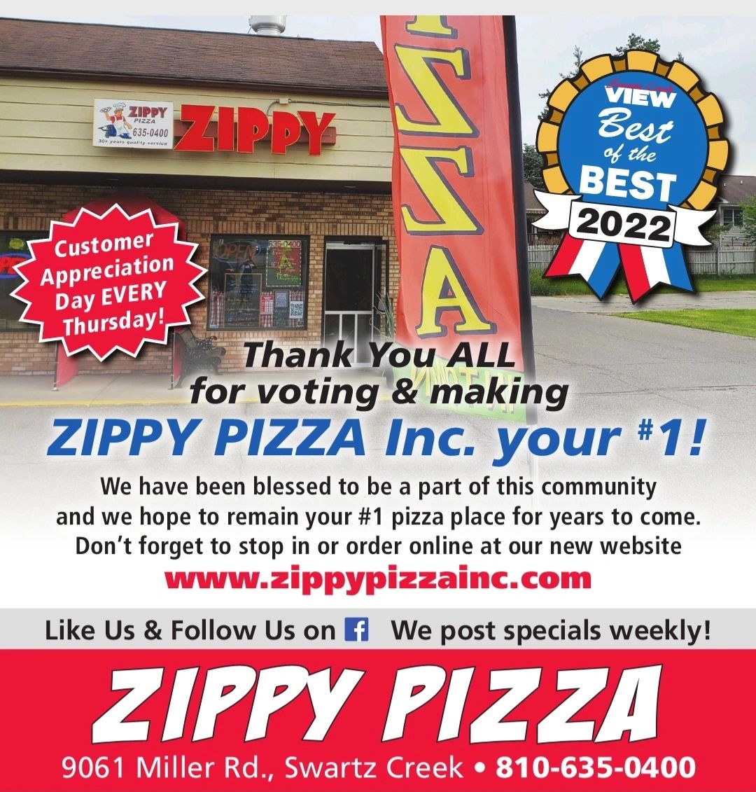 Zippy Pizza Inc Pizza Swartz Creek, Michigan